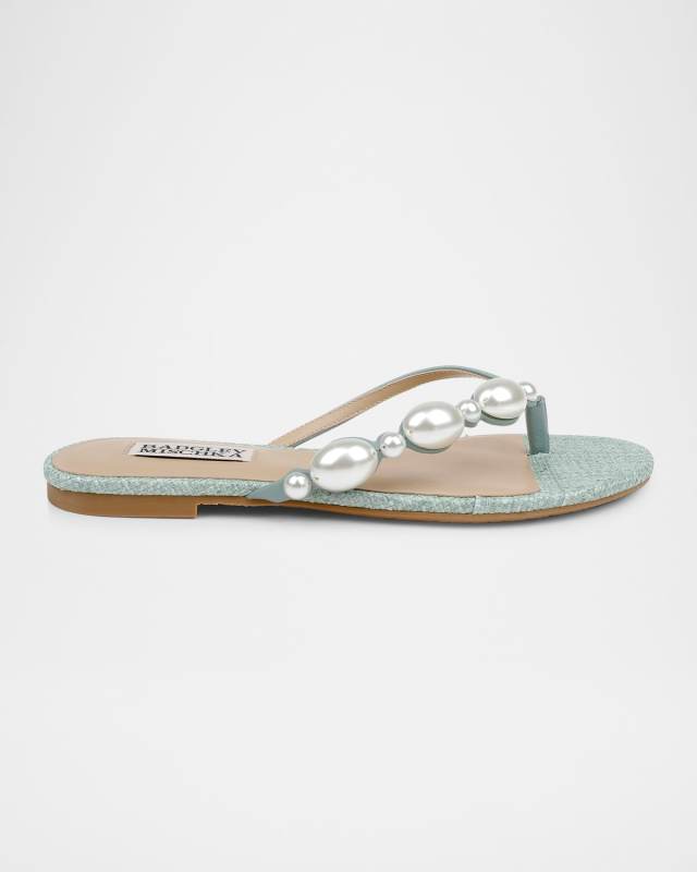Dyana Pearly Woven Leather Flat Sandals